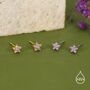 Sterling Silver Tiny Pink Cz Flower Stud Earrings, thumbnail 2 of 12