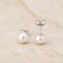 Sterling Silver White Freshwater Pearl Stud Earrings, thumbnail 4 of 8
