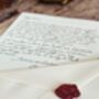 Personalised Luxury Short Handwritten Wedding Letter With Red Wax Seal, thumbnail 2 of 3