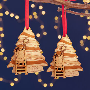 Hanging The Star Personalised Christmas Tree Decoration, 5 of 5