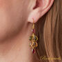 Multicoloured Tourmaline Pebble Shaped Leaf Drop Gold Earrings, thumbnail 3 of 11