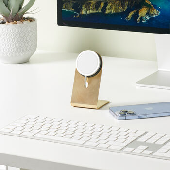 Solid Brass iPhone Desk Stand | Magsafe Dock, 8 of 9