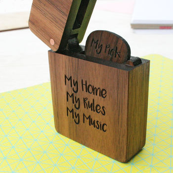 Personalised Wooden Engraved Plectrum And Plectrum Box, 2 of 2