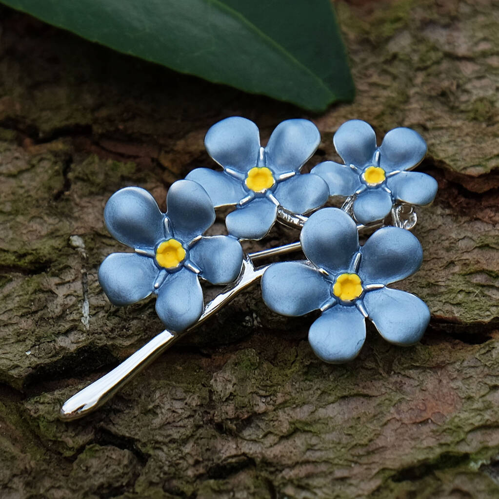 Forget Me Not Blue Flower Brooch, 1 of 6