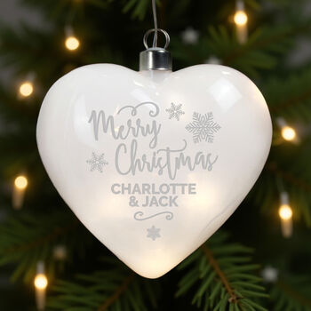 Personalised Merry Christmas LED Glass Heart, 2 of 4