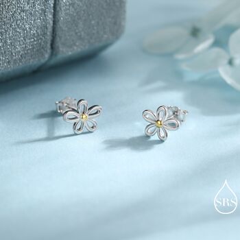 Dainty Forget Me Not Flower Stud Earrings In Sterling Silver, 3 of 10