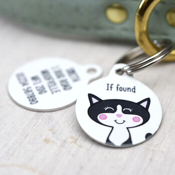 Cat ID Tag Personalised White Bold, 6 of 12