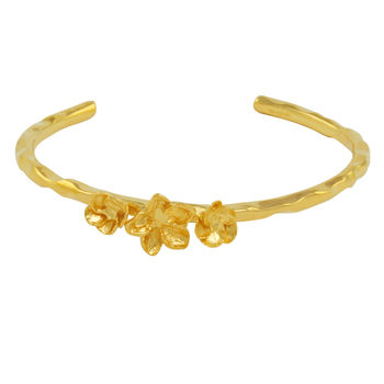 Hawthorn Blossom Bangle In Gold Plated Silver, 2 of 3
