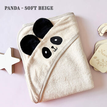 Personalised Baby Panda Hooded Cotton Towel, 2 of 12