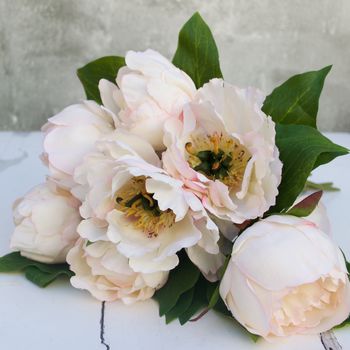 Soft Apricot Faux Peony Bouquet, 3 of 5