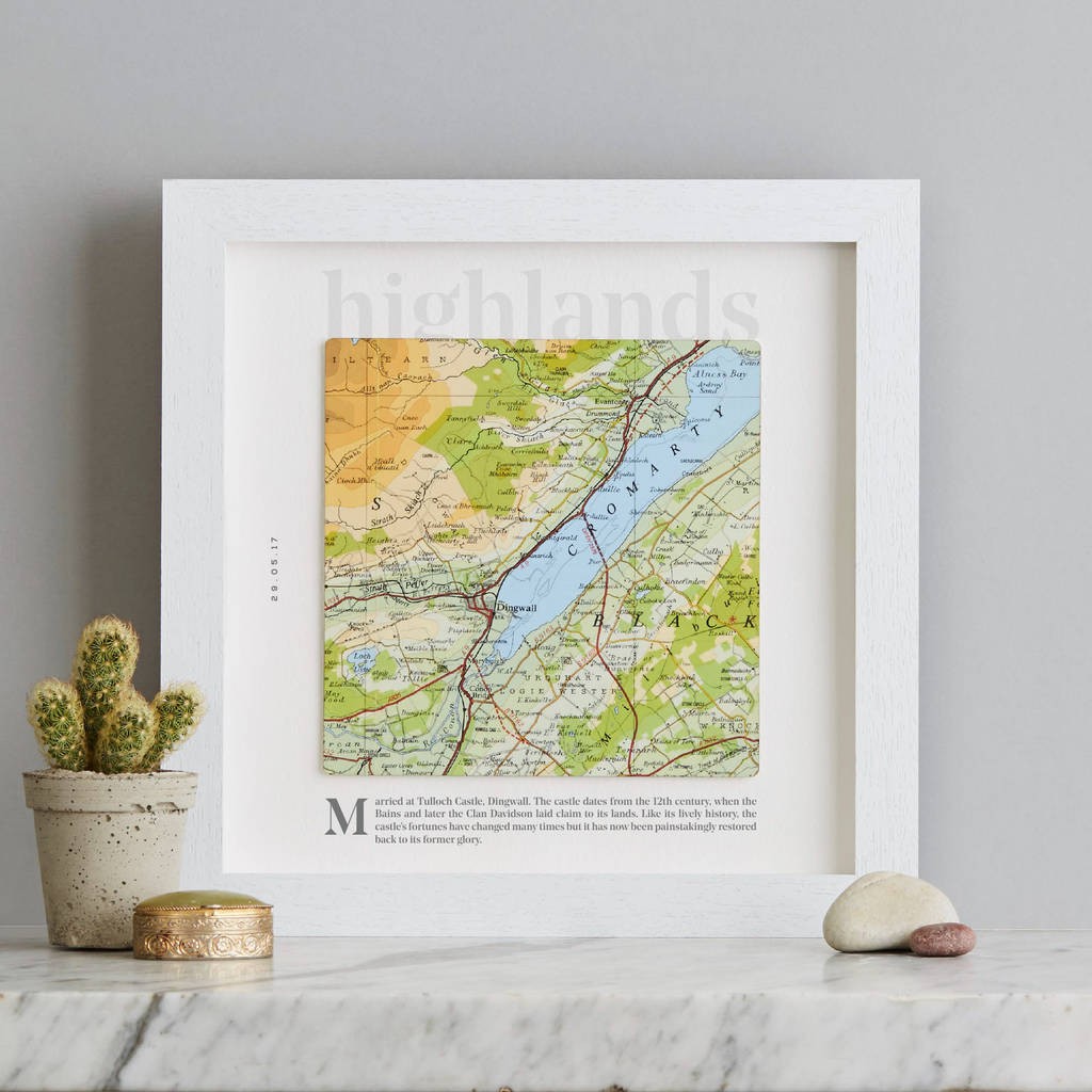 Personalised Map Print Wedding Location Gift, 1 of 4