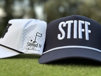 Golf Baseball Cap “Stiff” 3D Embroidered, Rope Detailing, Blue, Black Or White, 10 of 12