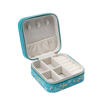 Square Bee Travel Jewellery Box Case Blue, 5 of 7