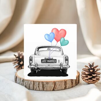 Just Married Car Balloon Celebration Card, 3 of 6