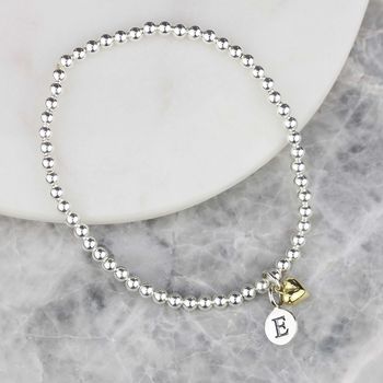 Personalised Skinny Bead Bracelet With Heart Charm, 11 of 12