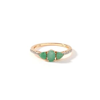 Yellow Gold Natural Emerald And Diamond Trilogy Ring, 3 of 6