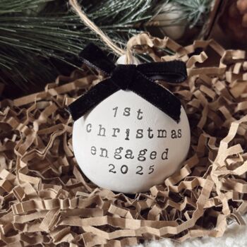 Personalised First Christmas Engaged Bauble Tree Decoration, 3 of 5