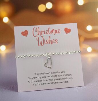 Silver Plated Christmas Wishes Heart Bracelet, 2 of 8