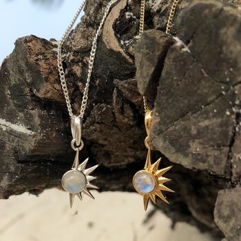 Total Eclipse Moonstone Necklace Silver Or Gold Plated, 2 of 12