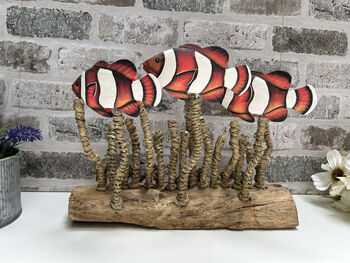 Hand Carved Wooden Clownfish Shoal Ornament, 7 of 10