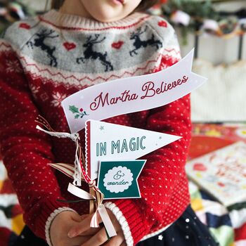 Personalised Believe In Magic Christmas Flags Card, 4 of 12