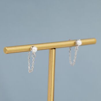 Sterling Silver Pearl And Chain Earrings, 8 of 12