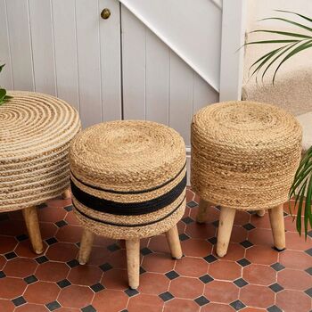 Eco Blend Jute Footstool With Stripes, 2 of 4