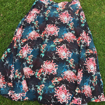 Annie Linen Blend Midi Skirt Koi Print, 3 of 8