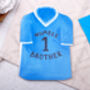 Football Number One Brother Birthday Card With Blue Or Red T Shirt Design, thumbnail 3 of 8
