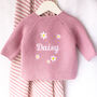 Personalised Baby Cardigan With Daisy And Name Embroidery, thumbnail 9 of 12