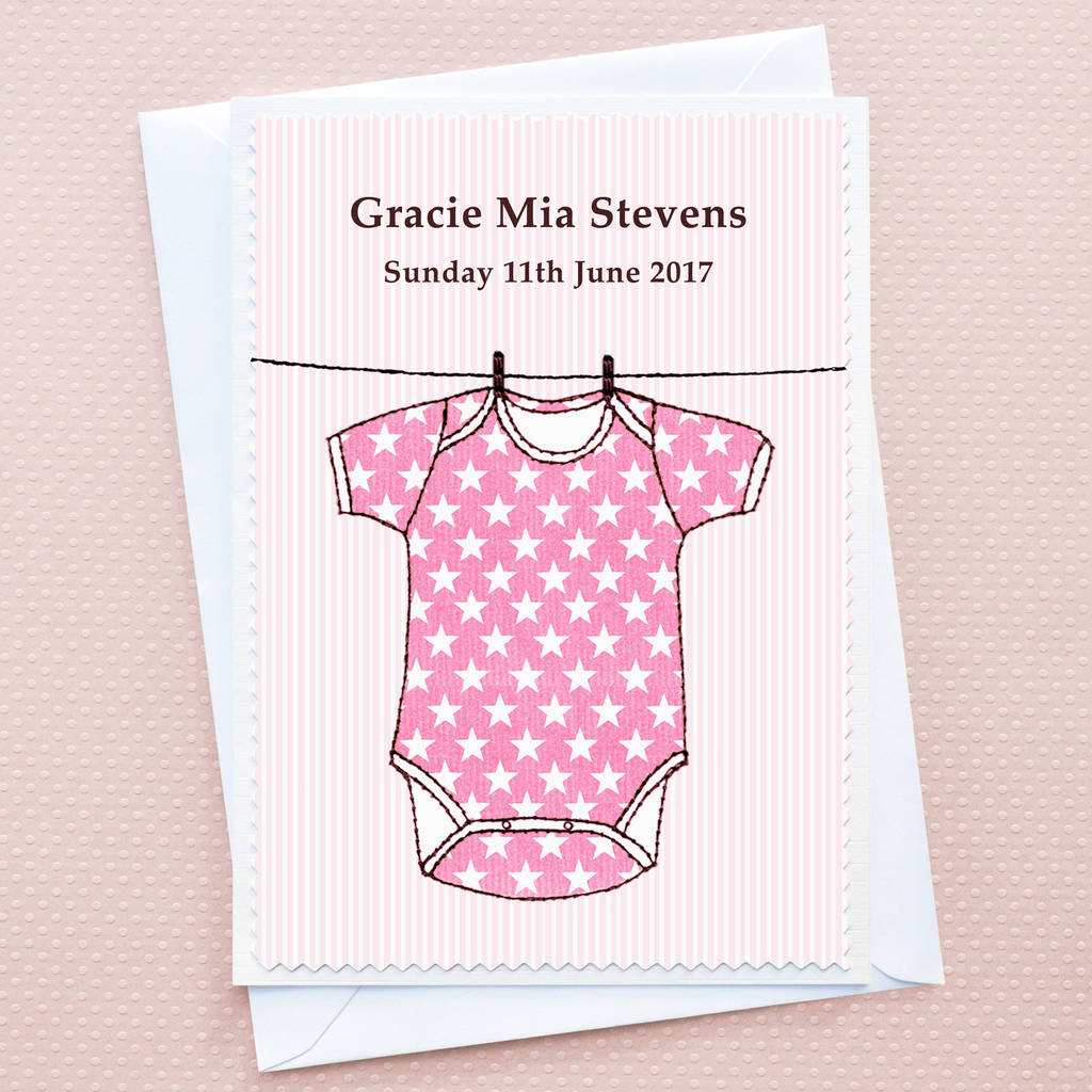 Personalised New Baby Girl Card 'babygro' By Jenny Arnott Cards & Gifts | notonthehighstreet.com