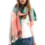 Personalised Coral And Green Checked Scarf, thumbnail 2 of 2