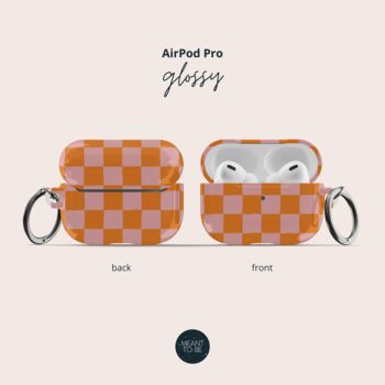 Y2k Orange Check Air Pods Case With Keychain, 2 of 5