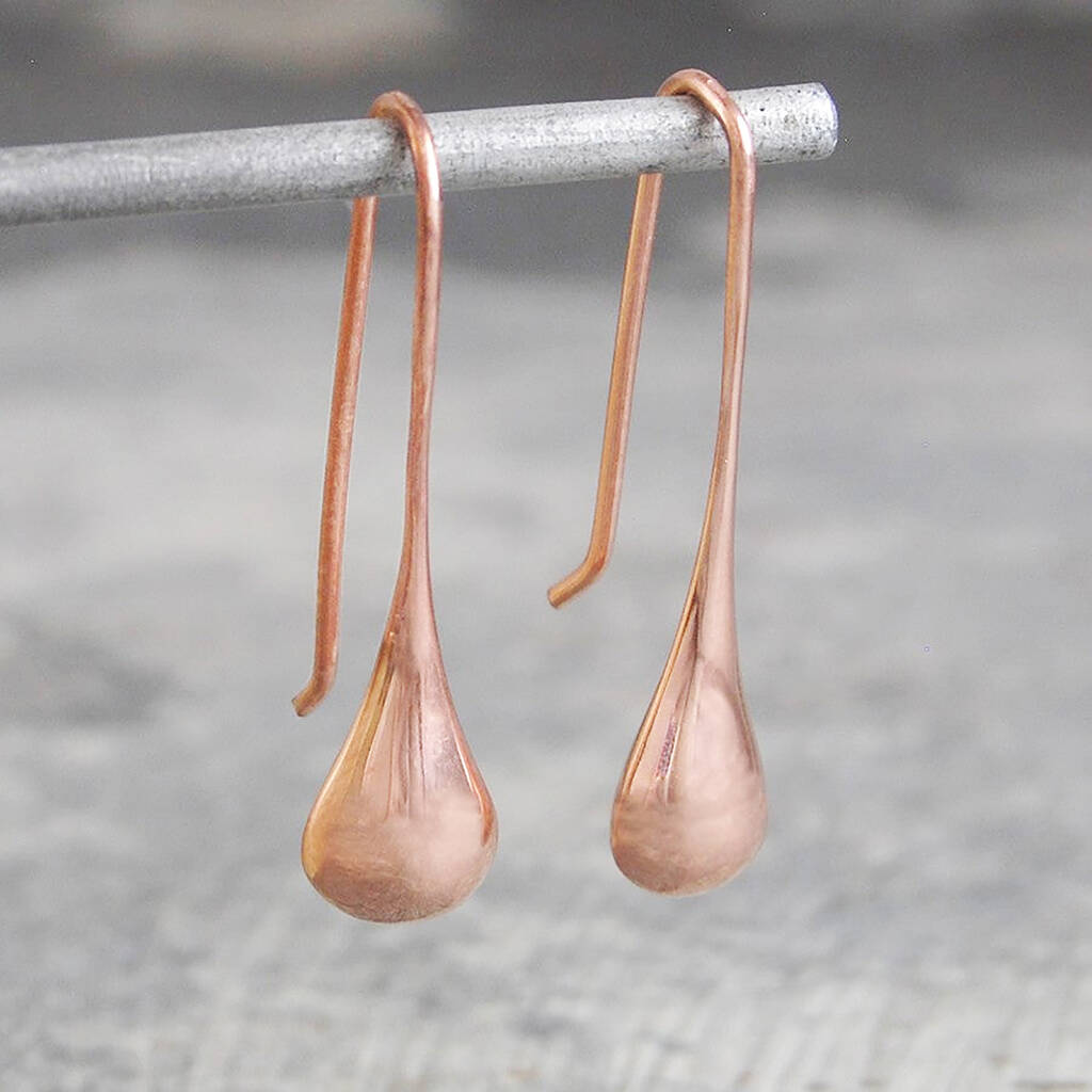 Teardrop Rose Gold Plated Silver Drop Earrings, 1 of 5