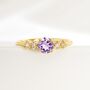 Lavender Amethyst Five Stone Ring In Sterling Silver And Gold, thumbnail 6 of 11