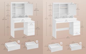 LED Dressing Table Vanity Desk With Mirror, 2 of 6