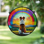 Fox Terrier Rainbow Bridge Stained Glass Effect Suncatcher, thumbnail 5 of 5