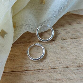 Pure Silver Slim Solid Bali Lightweight Hoop Earring, 7 of 8