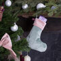 Luxury Mini Christmas Stocking Pastel Green Velvet, thumbnail 6 of 6