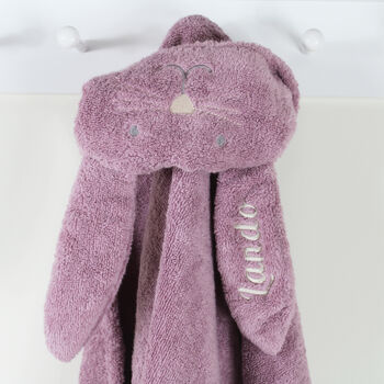 Personalised Hooded Baby Bath Towel Bunny Rabbit, 4 of 11