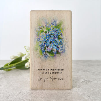 Personalised Forget Me Not Design Wooden Tea Light Holder 10cm, 5 of 6