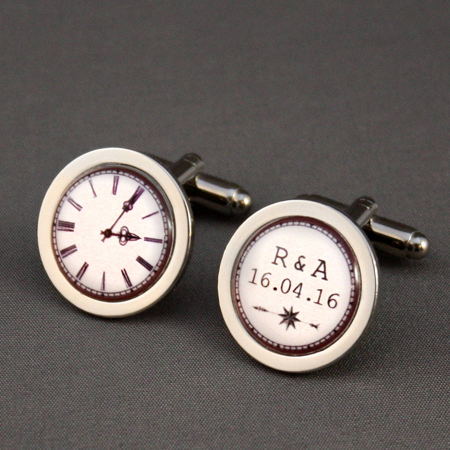 personalised wedding watch cufflinks by lost wonderland