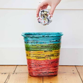 Colourful Recycled Newspaper Waste Paper Basket, 2 of 11