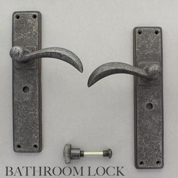 Ellipse Long Pewter Lever Latch Lock Door Handles, 7 of 12