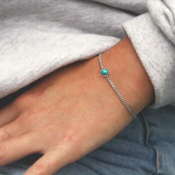Sterling Silver Round Turquoise Bracelet, 2 of 5