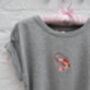 Wizzie X Chloë Grey Embroidered Prawn T Shirt, thumbnail 2 of 8