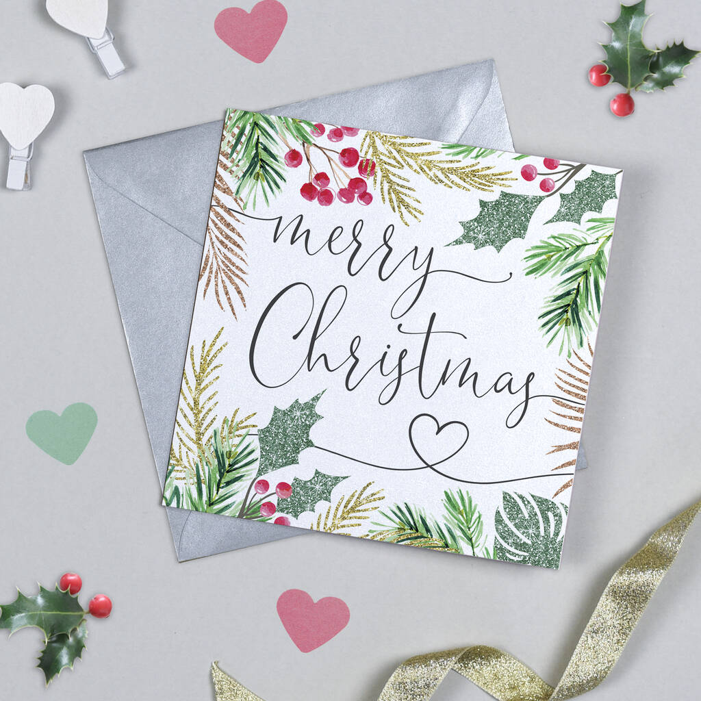 Glitter Leaf Christmas Card By Michelle Fiedler Design ...