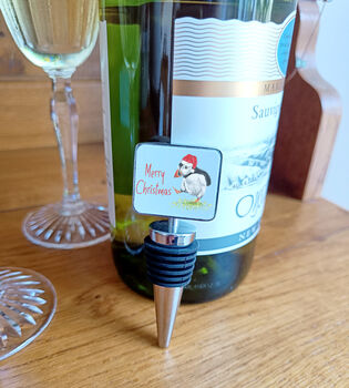 Personalised Puffin Christmas Bottle Stopper, 4 of 6