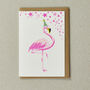 Party Flamingo Risograph Greeting Card, thumbnail 1 of 2