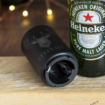 Stag Automatic Push Down Matt Black Bottle Cap Opener, 3 of 3